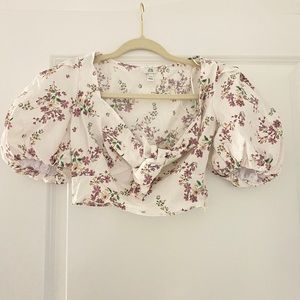 River Island Floral Tie Front Crop Top